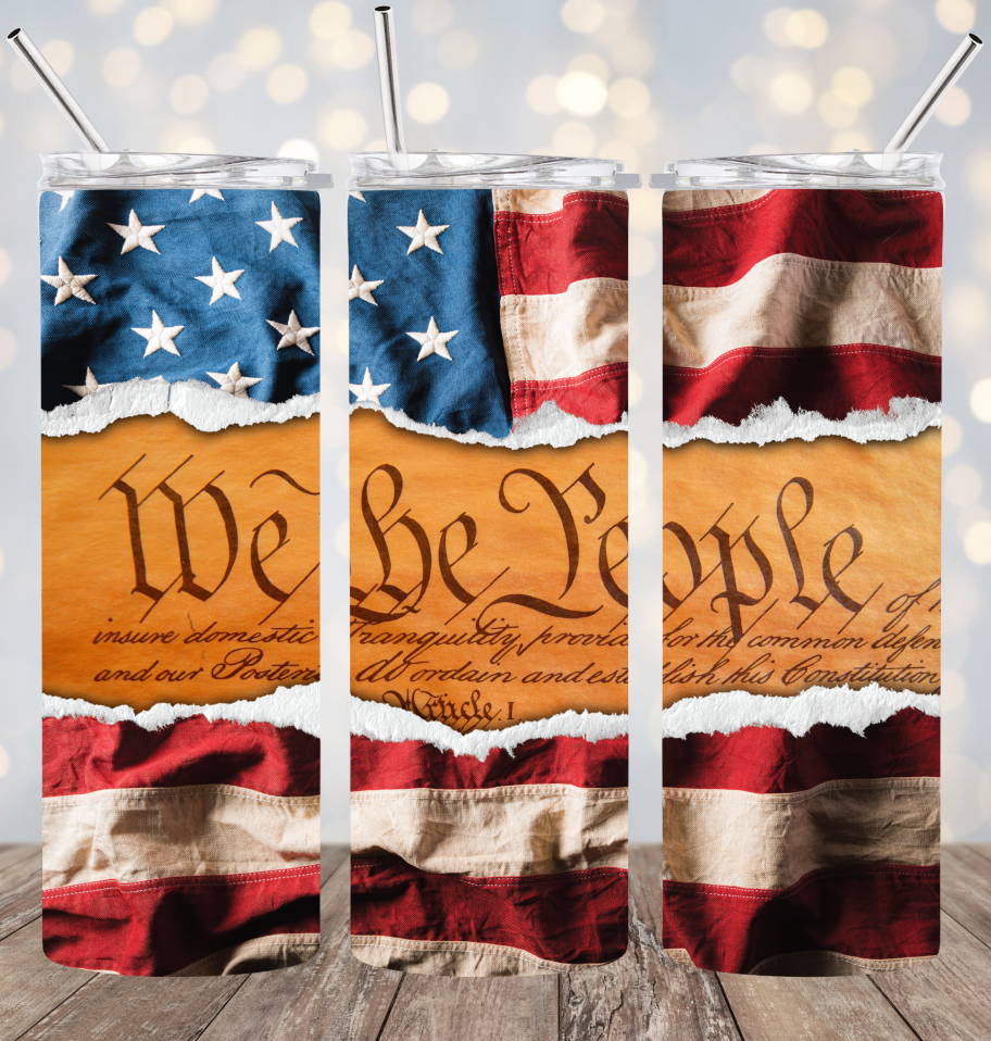 20oz Stainless Steel Tumbler - We the People/Flag