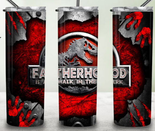 20oz Stainless Steel Tumbler - Fatherhood Jurassic Park