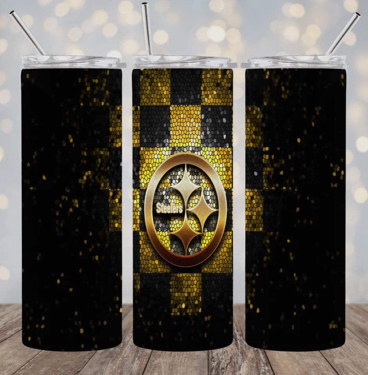 20oz Stainless Steel Tumbler- Football -Pitts. Steelers