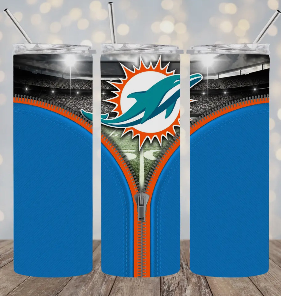 20oz Stainless Steel Tumbler Football - Miami Dolphins