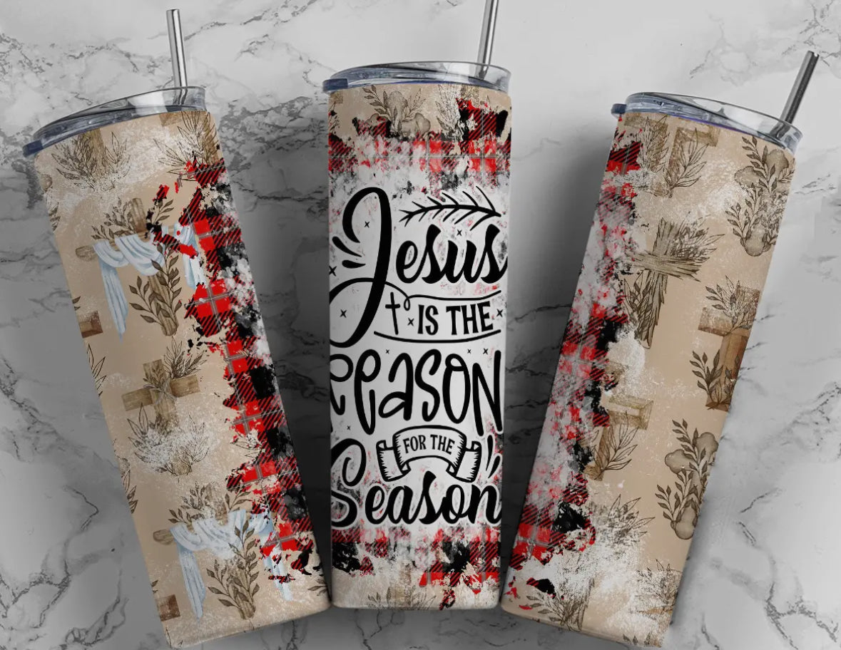 20 oz Stainless Steel Tumbler - Christmas - Jesus Season