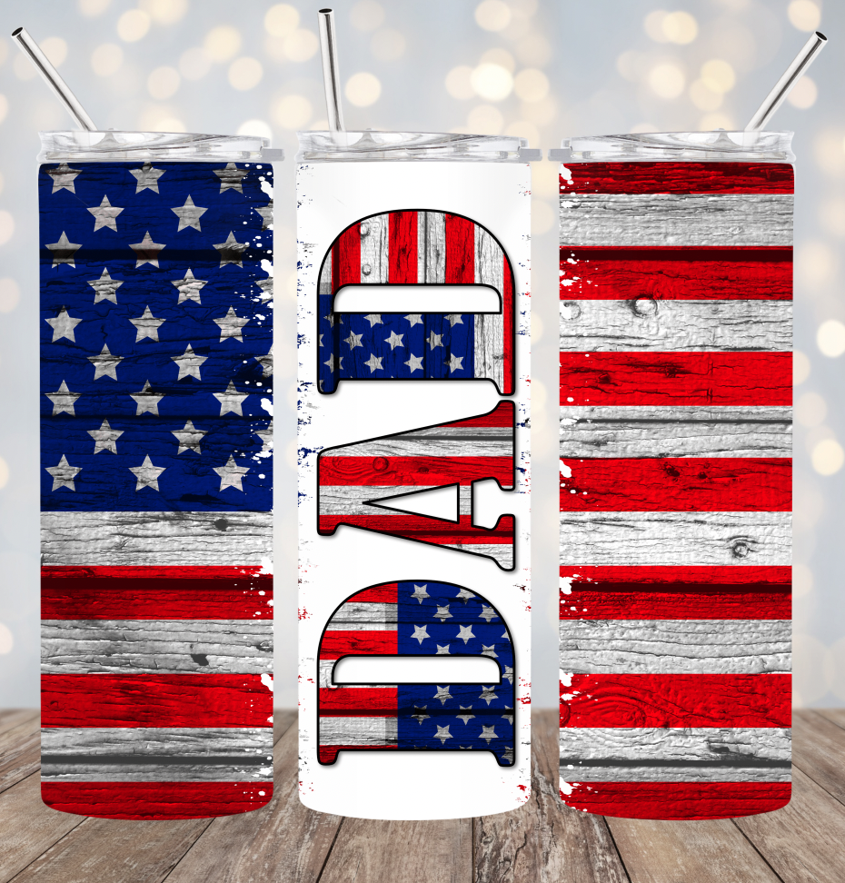 20oz Stainless Steel Tumbler - Dad American Flag