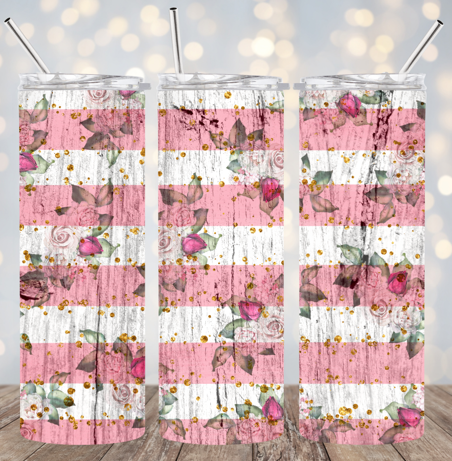 20oz Stainless Steel Tumbler - Rustic Roses
